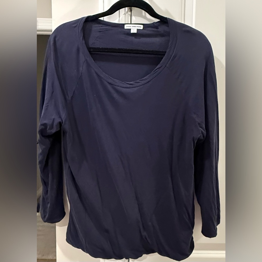 JAMES PERSE Navy V-Neck Top - Size 2